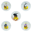 Pato Patinho de Borracha Amarelo e Preto com Capacete Decoração de Moto carro Enfeite Decorativo para Veículos Astronaut