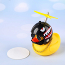 Pato Patinho de Borracha Amarelo e Preto com Capacete Decoração de Moto carro Enfeite Decorativo para Veículos Astronaut