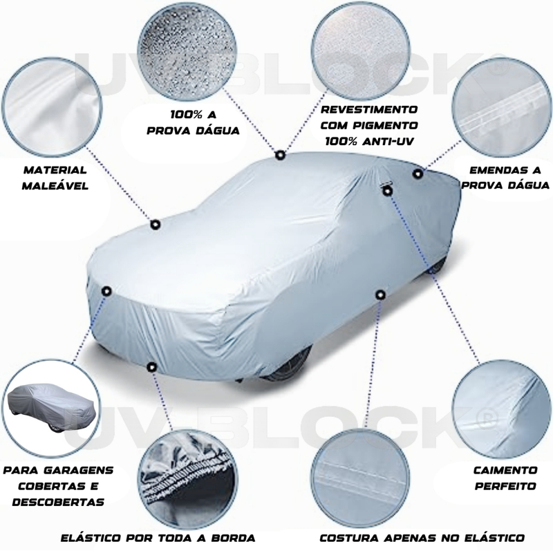 Capa Carro Impermeável Protege Sol Chuva Poeira P M G UV-BLOCK 100% Anti-Uv Sem Forro