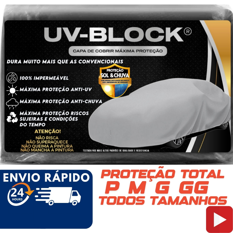 Capa Carro Impermeável Protege Sol Chuva Poeira P M G UV-BLOCK 100% Anti-Uv Sem Forro