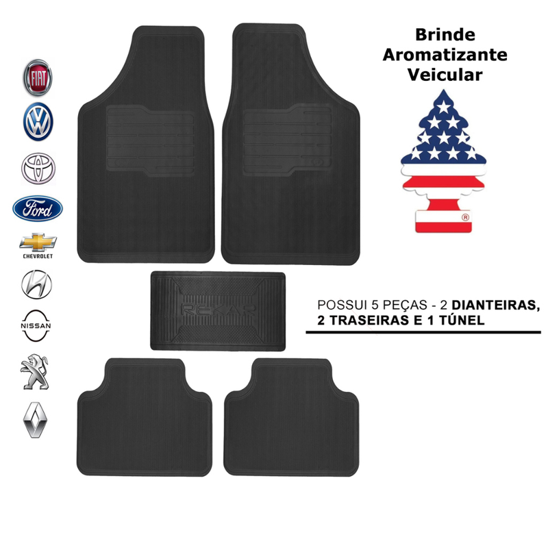Tapete Automotivo Universal Todas Marcas e Modelos Versátil Borracha 5 peças