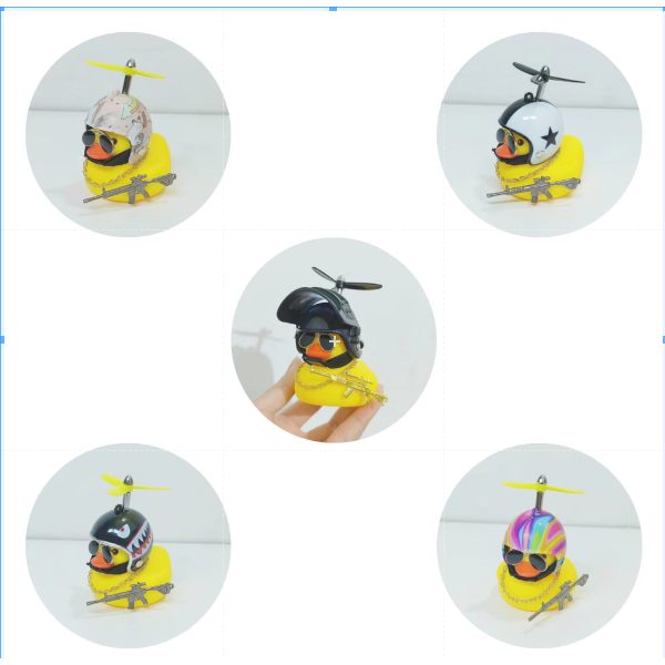 Pato Patinho de Borracha Amarelo e Preto com Capacete Decoração de Moto carro Enfeite Decorativo para Veículos Astronaut