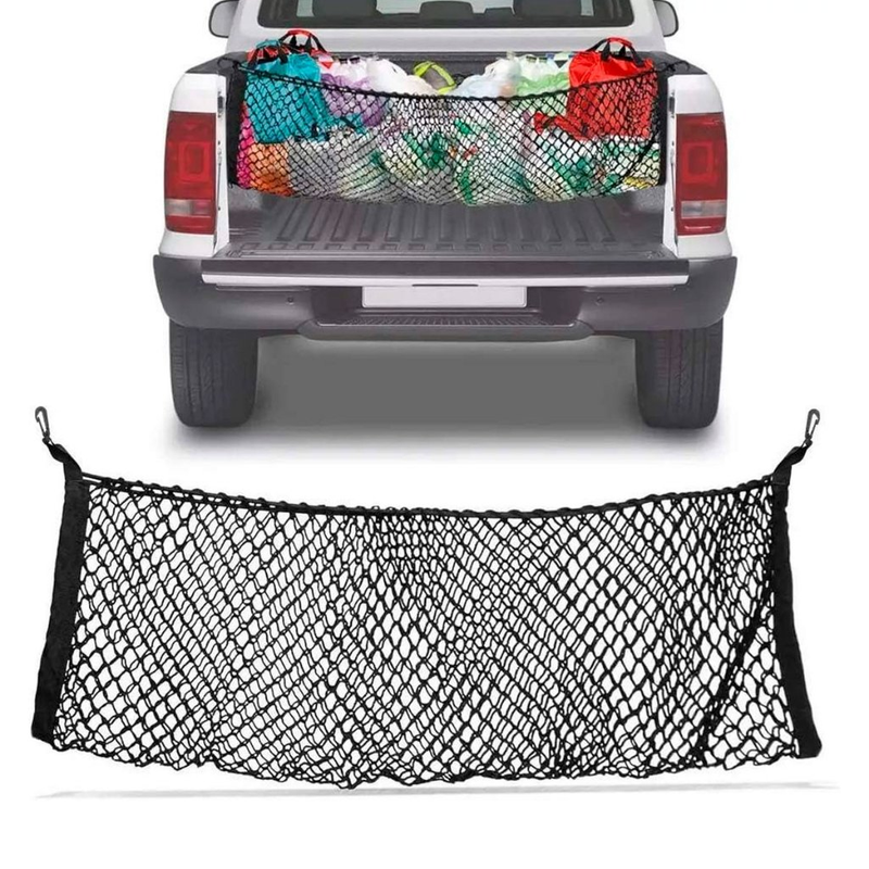 Rede Caçamba Organizadora Carga Universal 130 X 65cm Compatível Hilux Frontier L200 Ranger Toro S10