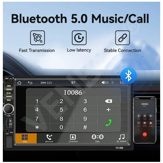 Central Multimídia Universal 2 Din Mp5 Espelhamento Android Ios Bluetooth Som Automotivo