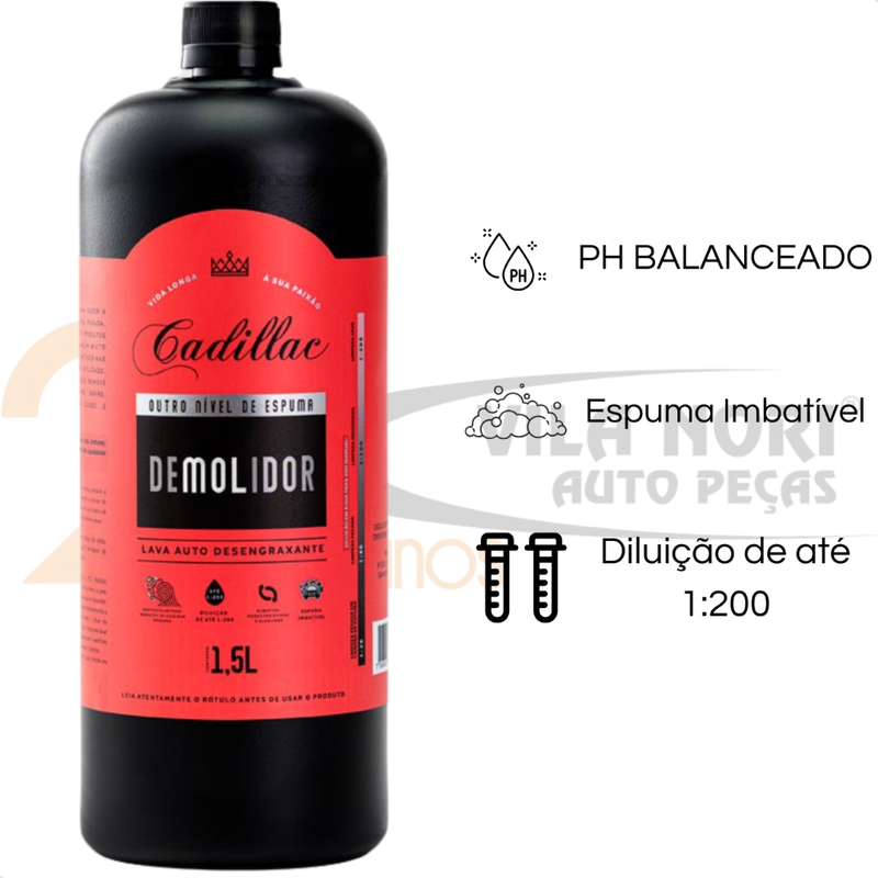 Shampoo Automotivo Pré Lavagem Demolidor 1.5l Cadillac Lava Auto Desengraxante Pesado Remoção Barro