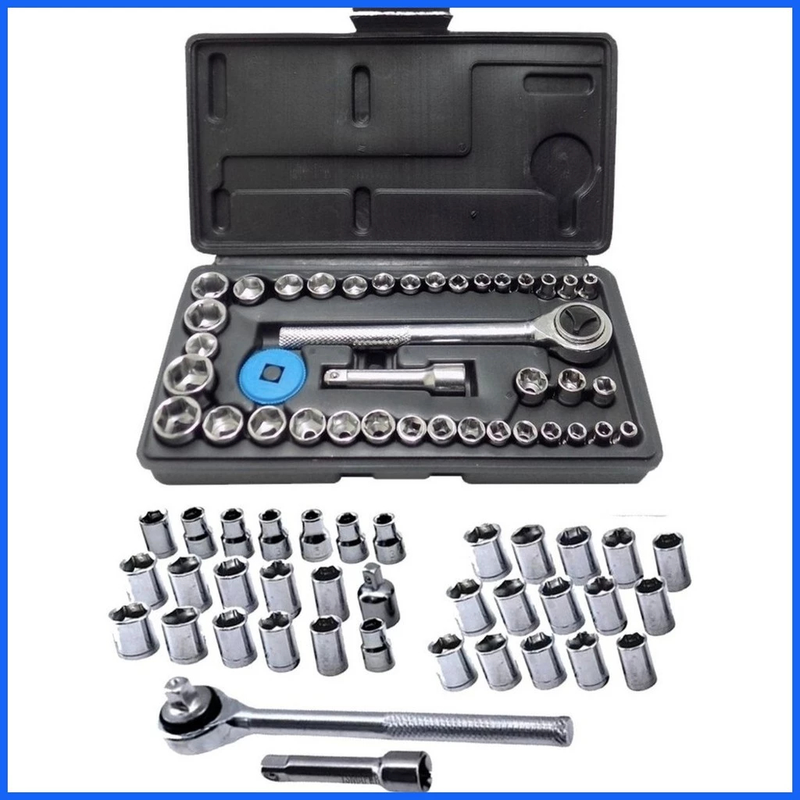 40 PCS Kit Jogo De Chave De Catraca Reversível Com Soquetes