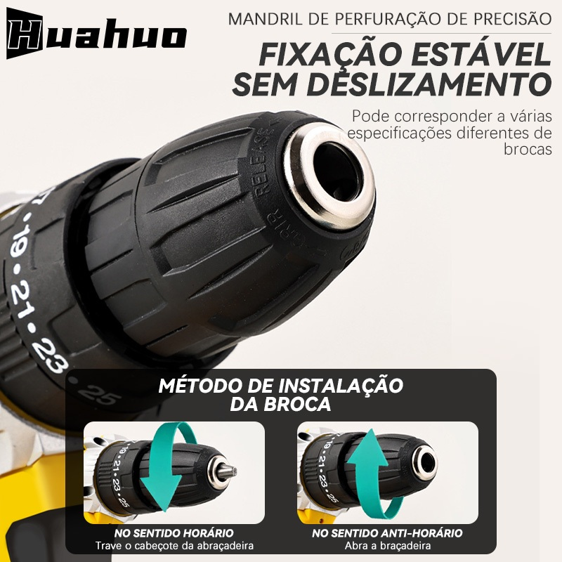 Furadeira Parafusadeira 26V/18V/12V Baterias Sem Fio Impacto Com Maleta Completo Broca Caixa de papelão Maleta Bivolt~