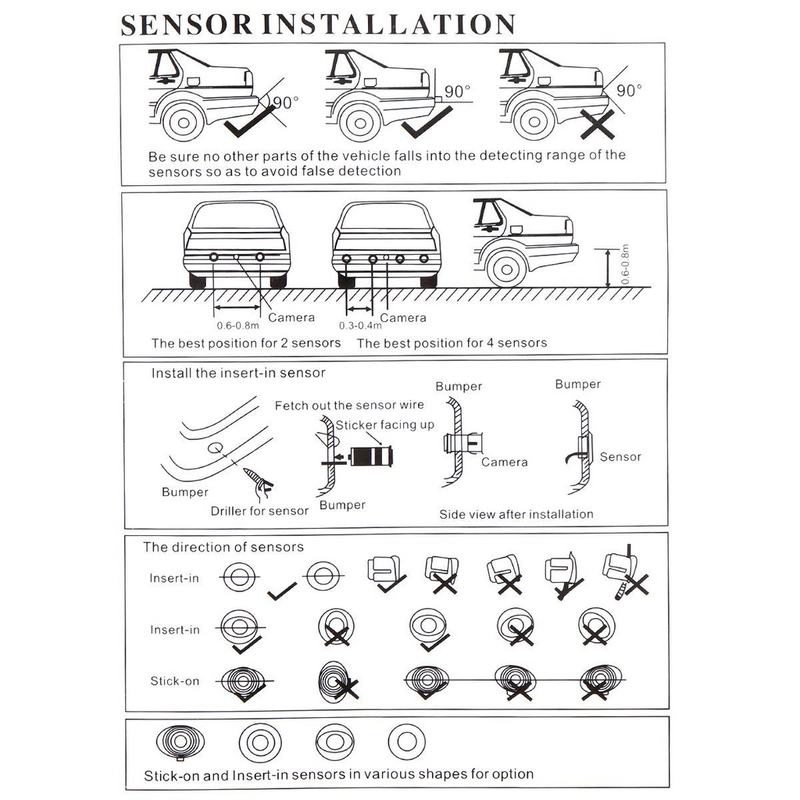 Sensor De Estacionamento Com Cabo De 2,5 M Para Kit De Sensores De 22 Mm Sistema Reverso De Monitor