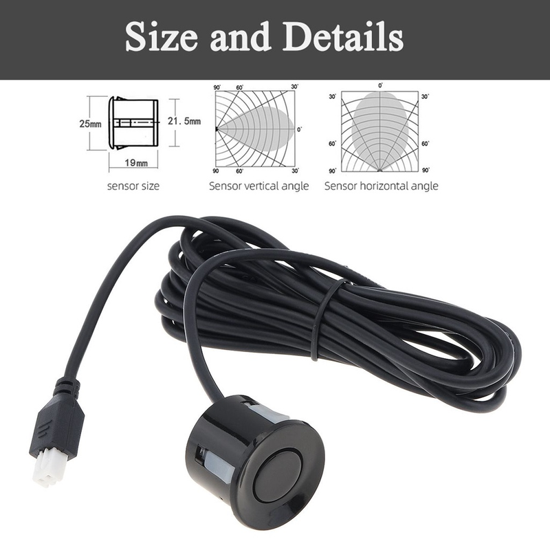Sensor De Estacionamento Com Cabo De 2,5 M Para Kit De Sensores De 22 Mm Sistema Reverso De Monitor